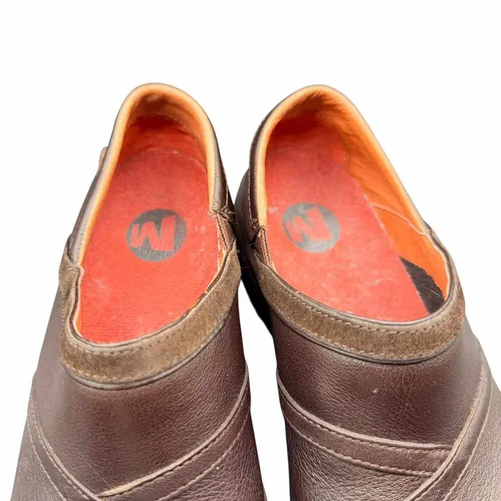 Merrell Bug Brown Leather Slip On Clogs Women’s 9 EU 40 Comfort